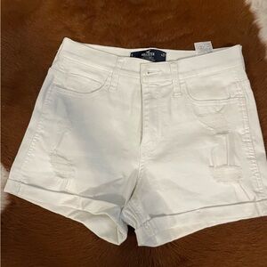 Hollister White Distressed Denim Jean Shorts